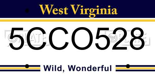 5CCO528 West Virginia License Plate