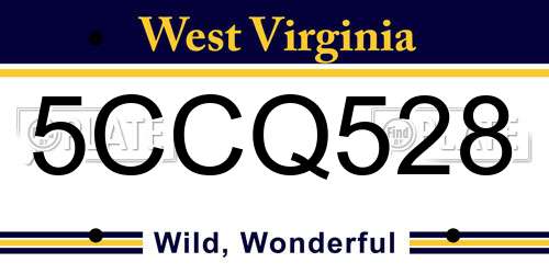 5CCQ528 West Virginia License Plate