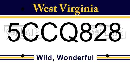 5CCQ828 West Virginia License Plate