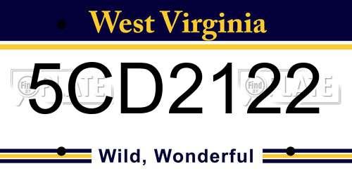 5CD2122 West Virginia License Plate