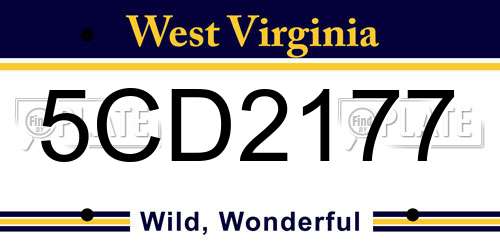 5CD2177 West Virginia License Plate