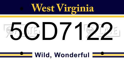 5CD7122 West Virginia License Plate
