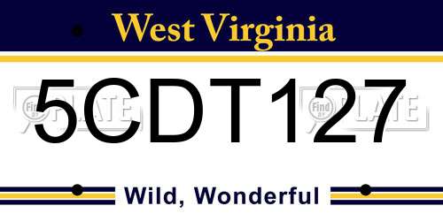 5CDT127 West Virginia License Plate