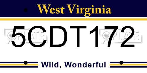 5CDT172 West Virginia License Plate
