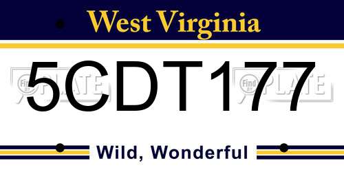 5CDT177 West Virginia License Plate