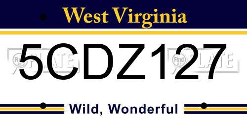 5CDZ127 West Virginia License Plate