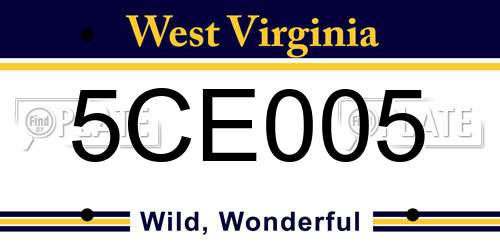 5CE005 West Virginia License Plate