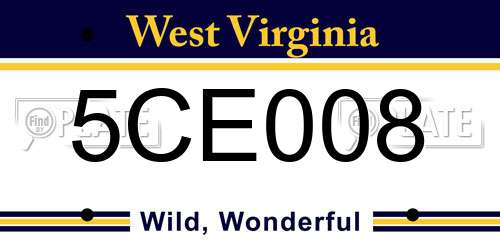 5CE008 West Virginia License Plate