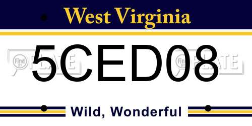 5CED08 West Virginia License Plate