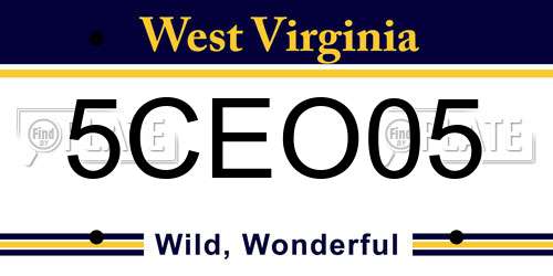 5CEO05 West Virginia License Plate