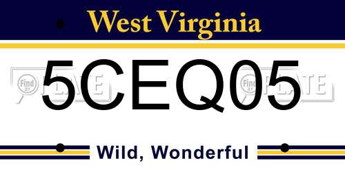 5CEQ05 West Virginia License Plate