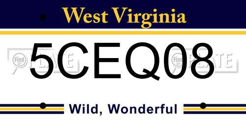 5CEQ08 West Virginia License Plate