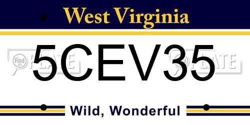 5CEV35 West Virginia License Plate