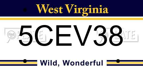 5CEV38 West Virginia License Plate