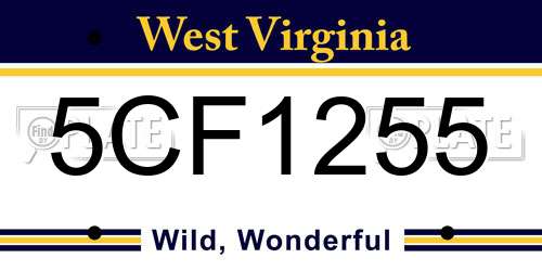 5CF1255 West Virginia License Plate