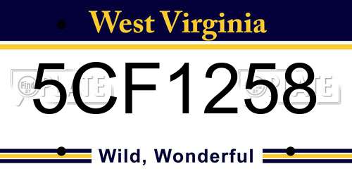 5CF1258 West Virginia License Plate