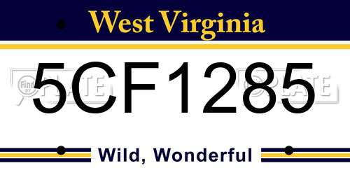5CF1285 West Virginia License Plate
