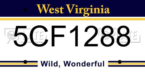5CF1288 West Virginia License Plate