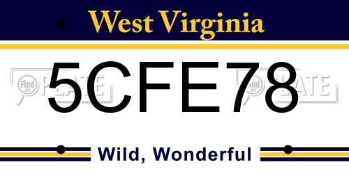5CFE78 West Virginia License Plate