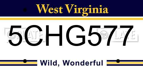5CHG577 West Virginia License Plate