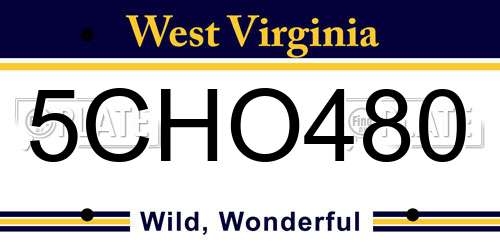 5CHO480 West Virginia License Plate