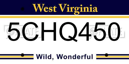 5CHQ450 West Virginia License Plate