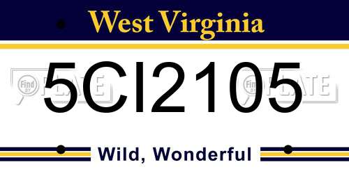 5CI2105 West Virginia License Plate