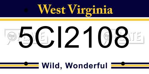 5CI2108 West Virginia License Plate