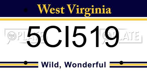 5CI519 West Virginia License Plate