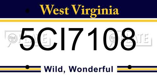 5CI7108 West Virginia License Plate