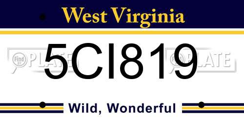 5CI819 West Virginia License Plate