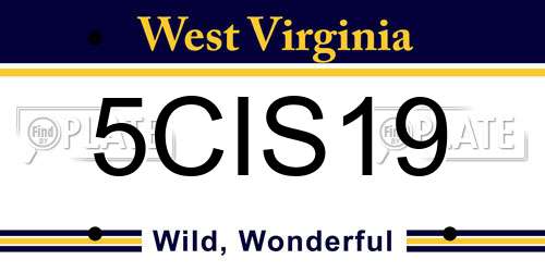 5CIS19 West Virginia License Plate