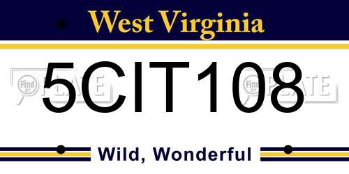 5CIT108 West Virginia License Plate