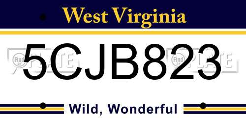 5CJB823 West Virginia License Plate