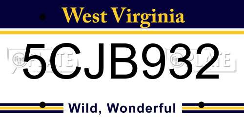 5CJB932 West Virginia License Plate