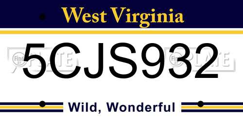 5CJS932 West Virginia License Plate