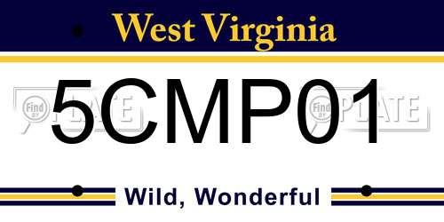 5CMP01 West Virginia License Plate