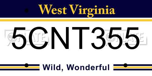 5CNT355 West Virginia License Plate