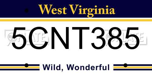5CNT385 West Virginia License Plate