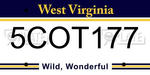 5COT177 West Virginia License Plate