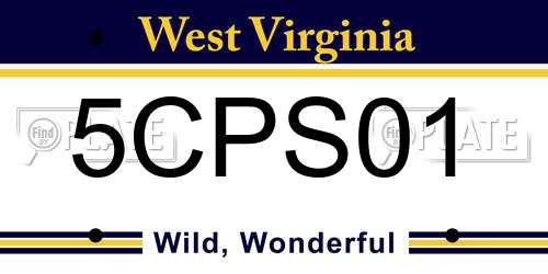 5CPS01 West Virginia License Plate