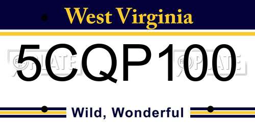 5CQP100 West Virginia License Plate