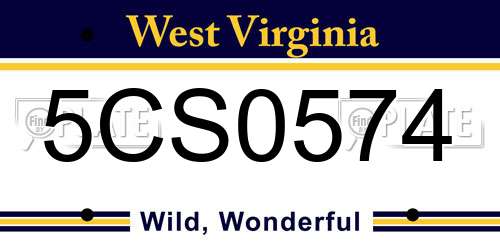 5CS0574 West Virginia License Plate