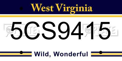 5CS9415 West Virginia License Plate