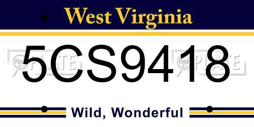 5CS9418 West Virginia License Plate