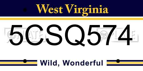 5CSQ574 West Virginia License Plate