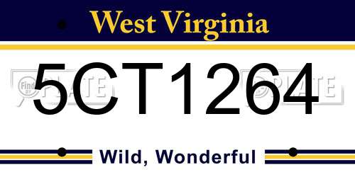 5CT1264 West Virginia License Plate