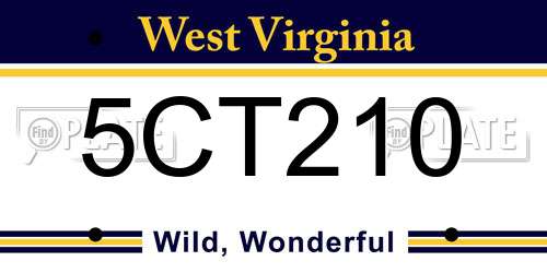 5CT210 West Virginia License Plate