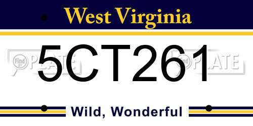 5CT261 West Virginia License Plate