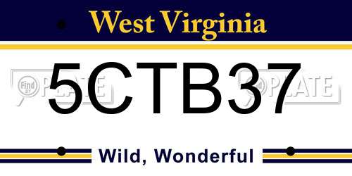 5CTB37 West Virginia License Plate